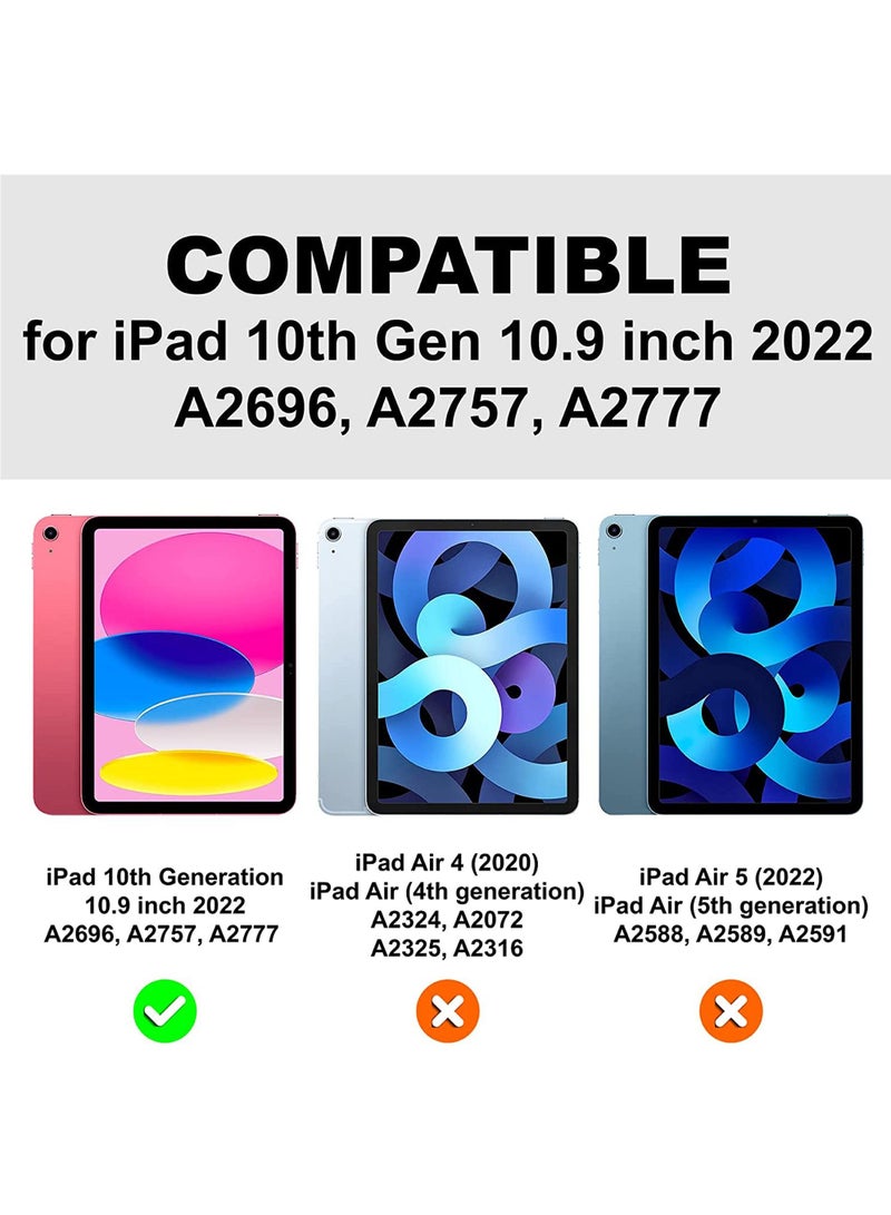 Rock Pow Case for iPad 10th Generation 10.9 Inch 2022 Built-in Pencil Holder Flexible Back Cover, Trifold Stand, Auto Sleep Wake Rebound - Image 2