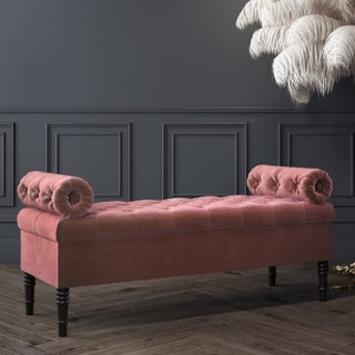 Wood Maker Bolster Velvet Tufted Storage Bench Ottoman Pouffe Footstool Sofa Couch Bed End Table Sofa Bench with Storage for Living Room Bedroom Office Settee L50D18H16 Blush Pink - pzsku/Z4E3F6A591A2B9700F7CFZ/45/1748243650/73a73efd-a230-40a4-8320-05066b8f2ac9