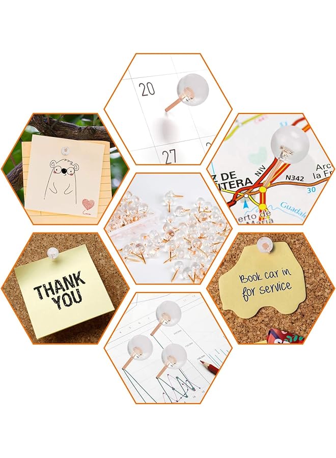 إيروريكس 100 قطعة من دبابيس الضغط على شكل خريطة ذهبية وردية كبيرة الحجم ذات رأس فولاذي ذهبي وردي ورأس دائري شفاف من البلاستيك للوحة الإعلانات والنسيج والحرف اليدوية وتنظيم المكتب - Image 5