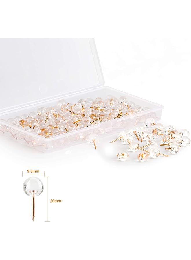 إيروريكس 100 قطعة من دبابيس الضغط على شكل خريطة ذهبية وردية كبيرة الحجم ذات رأس فولاذي ذهبي وردي ورأس دائري شفاف من البلاستيك للوحة الإعلانات والنسيج والحرف اليدوية وتنظيم المكتب - Image 3