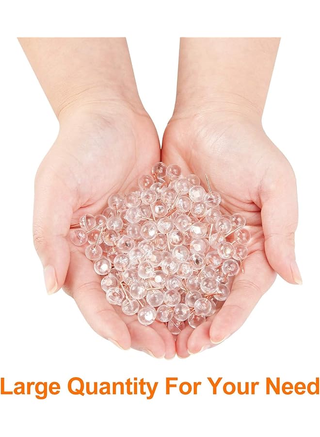 إيروريكس 100 قطعة من دبابيس الضغط على شكل خريطة ذهبية وردية كبيرة الحجم ذات رأس فولاذي ذهبي وردي ورأس دائري شفاف من البلاستيك للوحة الإعلانات والنسيج والحرف اليدوية وتنظيم المكتب - Image 2