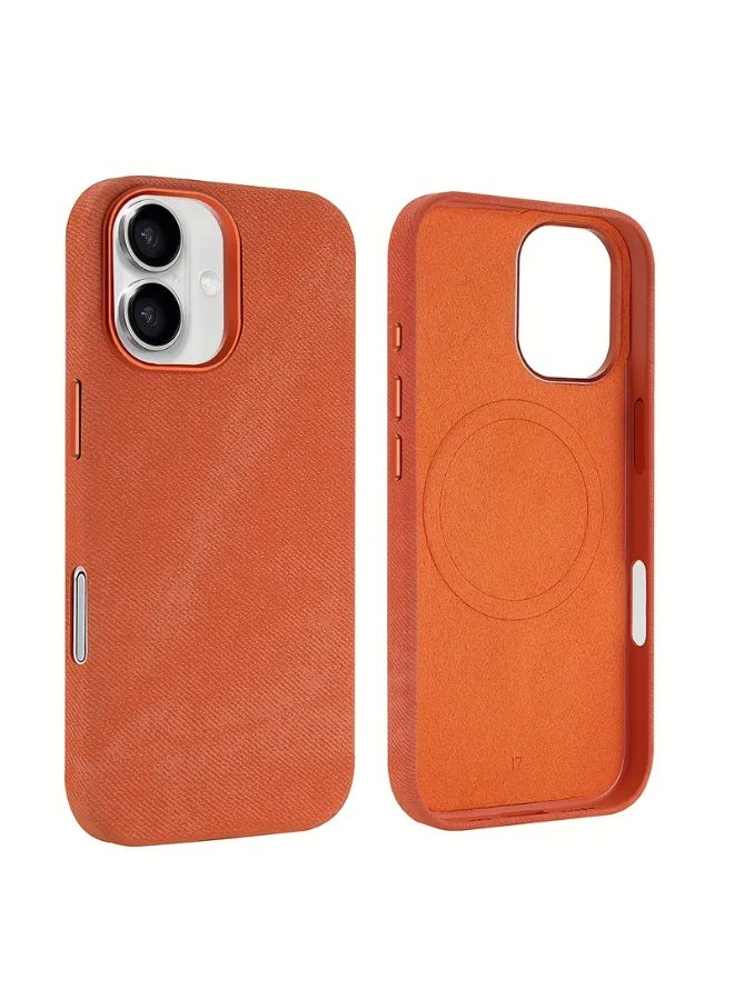 Temu High-quality magnetic phone case with a stylish and distinctive leather material, designed for iPhone 17, featuring wireless charging capability and shock and scratch resistance.