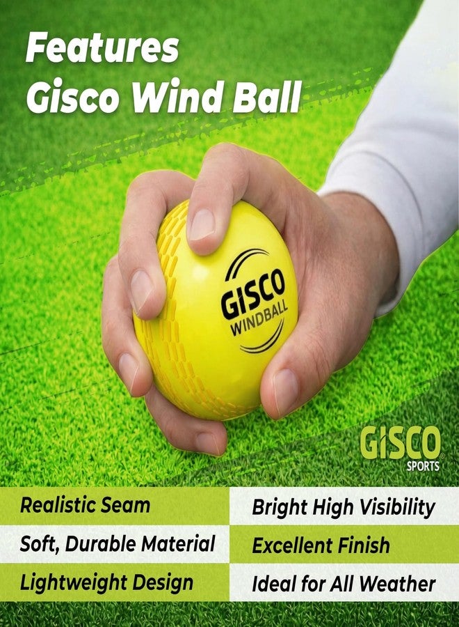 GISCO Synthetic Cricket Wind Balls Kit (Set of 3) | Yellow, Standard Size, Lightweight Practice Balls for Training, Coaching & Recreational Play - Image 4