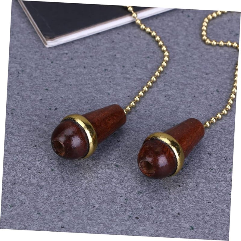 Vintage Walnut Chandelier Chain Pendant Fan Pull Brown Lamp Ornament Home Decoration - Image 5