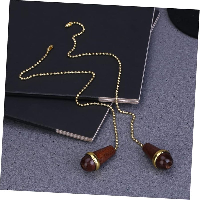 Vintage Walnut Chandelier Chain Pendant Fan Pull Brown Lamp Ornament Home Decoration - Image 4