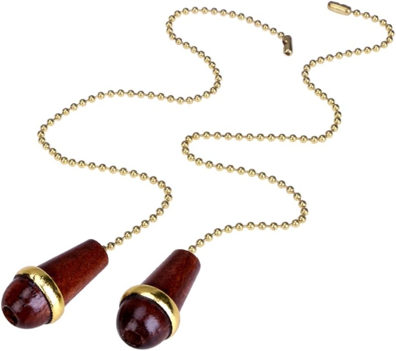 Vintage Walnut Chandelier Chain Pendant Fan Pull Brown Lamp Ornament Home Decoration - Image 1