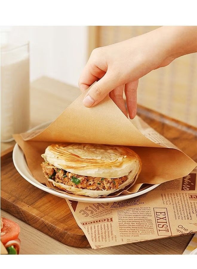 واي جيه أكياس تعبئة ورق حرفي من فئة 50 قطعة، حقائب خبز دونات أكياس تعبئة شطائر، زينة الزفاف أطعمة ورق مقاوم للدهن (18*18 سم) - Image 3