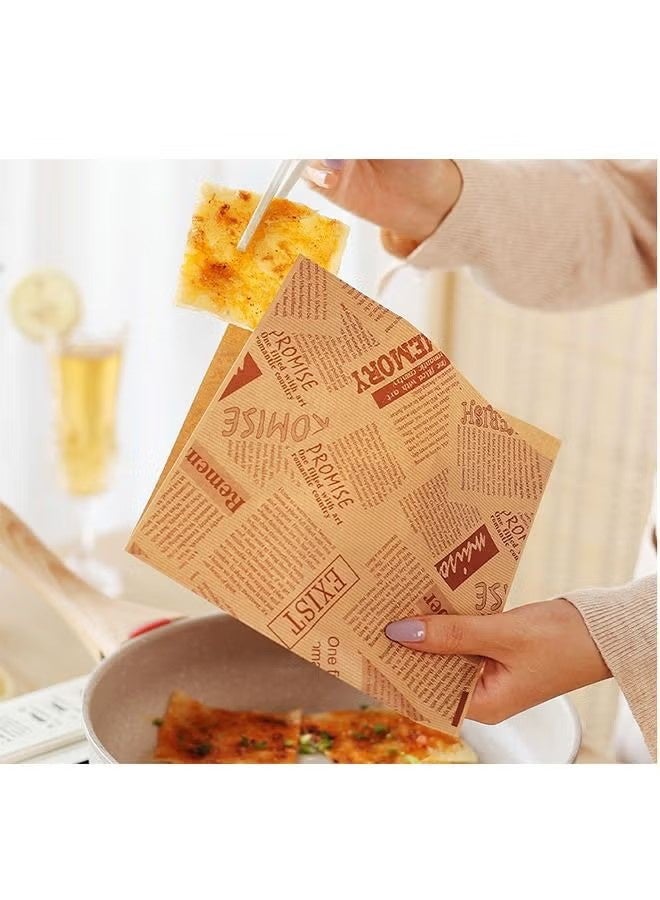 واي جيه أكياس تعبئة ورق حرفي من فئة 50 قطعة، حقائب خبز دونات أكياس تعبئة شطائر، زينة الزفاف أطعمة ورق مقاوم للدهن (18*18 سم) - Image 4