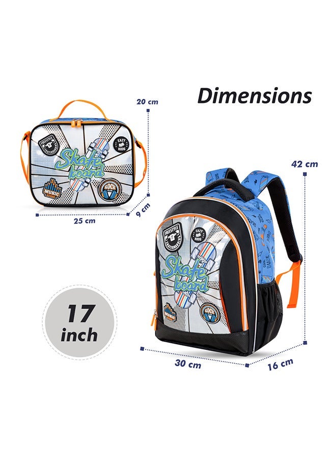Eazy Kids - Personalized 17" Set of 3 Backpack w/Lunch Bag and Pencil Case - Skate Board - Image 3