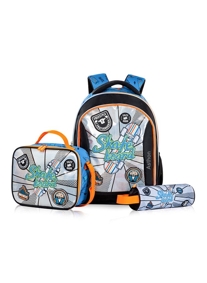 Eazy Kids - Personalized 17" Set of 3 Backpack w/Lunch Bag and Pencil Case - Skate Board - Image 2