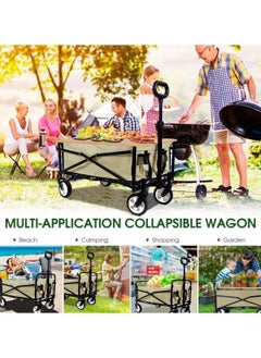 GGEROU Foldable Utility Vehicle, Multi Use Utility Cart with Wheels, Rolling Beach Cart, Shopping Cart Trolley Foldable,Max Load: 60KG Beige  - Image 2