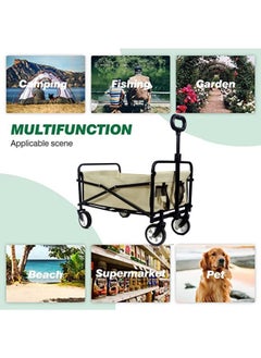 GGEROU Foldable Utility Vehicle, Multi Use Utility Cart with Wheels, Rolling Beach Cart, Shopping Cart Trolley Foldable,Max Load: 60KG Beige  - Image 4