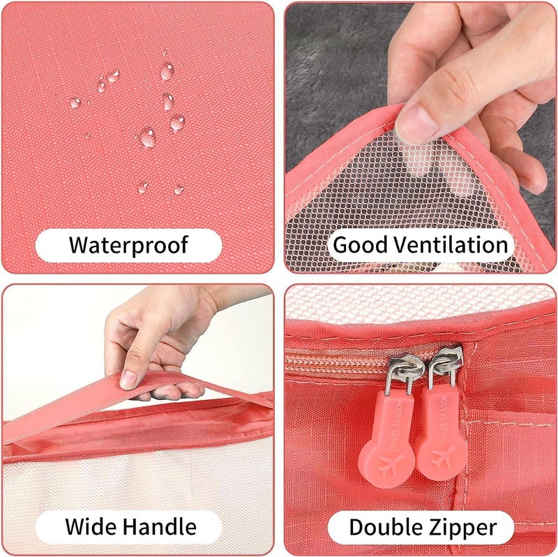 TOCINGO 7 pc / 6 pc Travel Oraganizer Packing cubes kit, Sapace Saver Multi use Bag for Men and Women, Clothes packing cubes for travel, Cupboard Oraganizer cubes (6 POUCH-WATER MELON) - Image 2