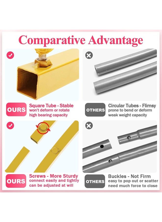 7.2 FT Wedding Arch Backdrop Stand, Square Arch Gold Metal Arch Backdrop Stand for Wedding Ceremony Birthday Party Bridal Baby Shower Photo Booth Garden Floral Balloon Arch Decoration - Image 4