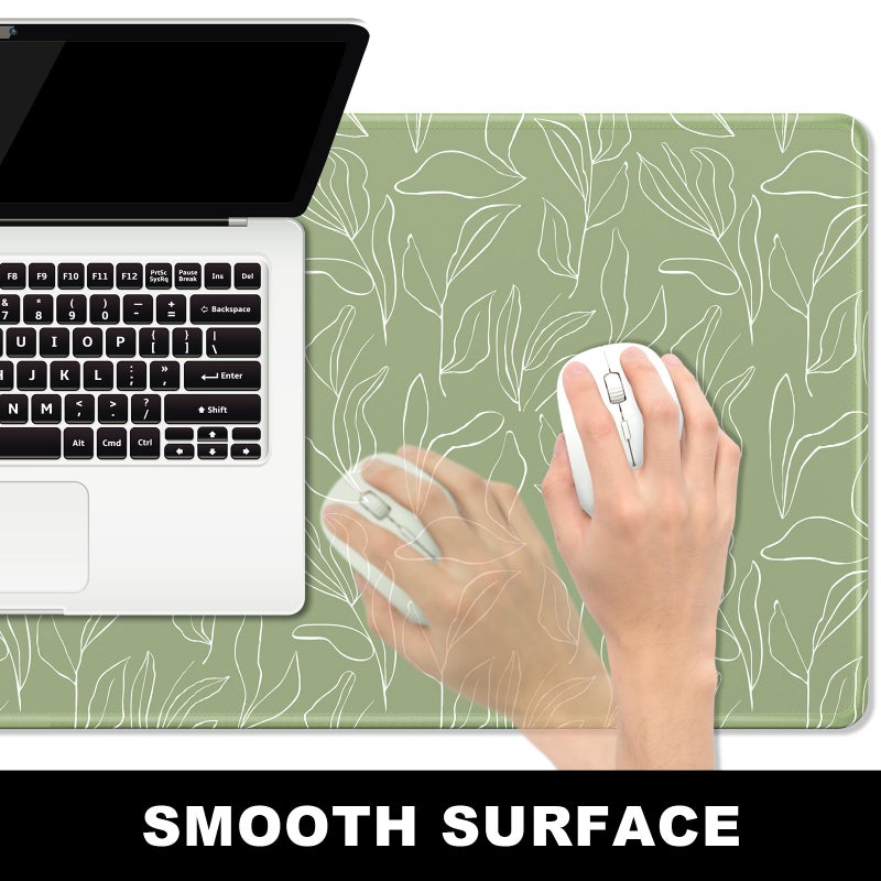 BOSOBO Large Desk Pad - XXL XL Extended Gaming Mouse Pad, Office & Home Mat, Long Keyboard Cover, Desktop Full Cover 31.5 x 11.8 Inches, Minimalist Green Leaf - Image 3