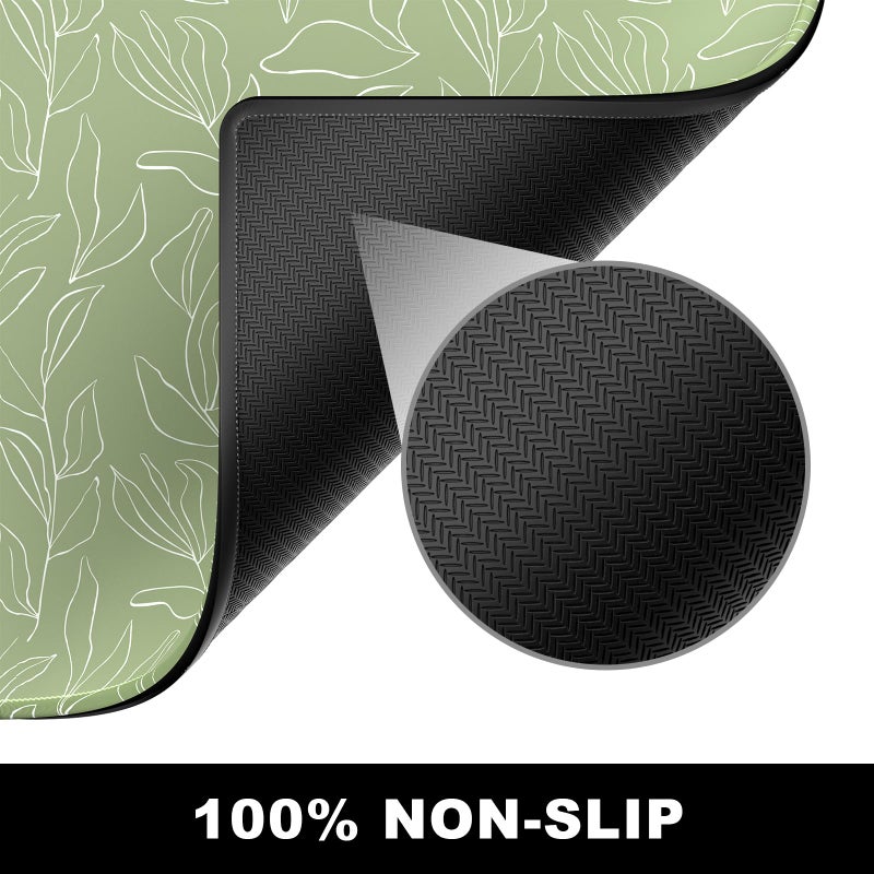 BOSOBO Large Desk Pad - XXL XL Extended Gaming Mouse Pad, Office & Home Mat, Long Keyboard Cover, Desktop Full Cover 31.5 x 11.8 Inches, Minimalist Green Leaf - Image 4