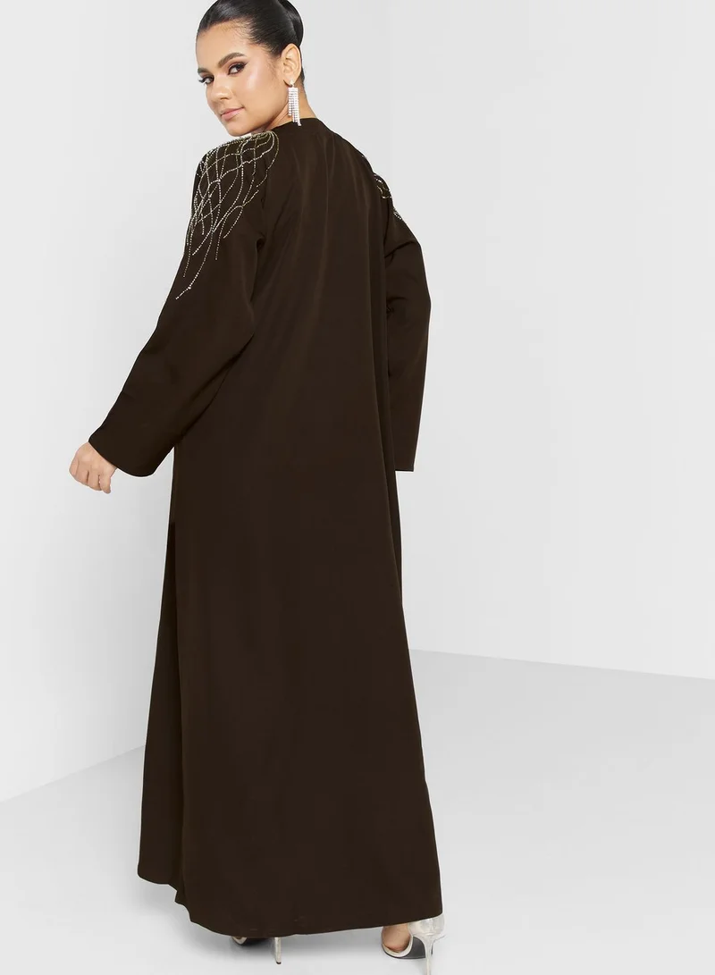 hayas closet Embellished Sleeve Abaya