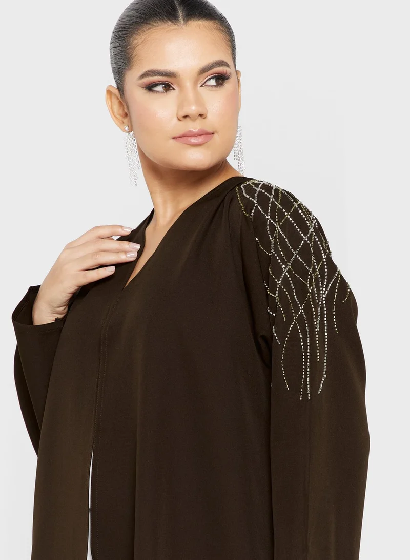 hayas closet Embellished Sleeve Abaya
