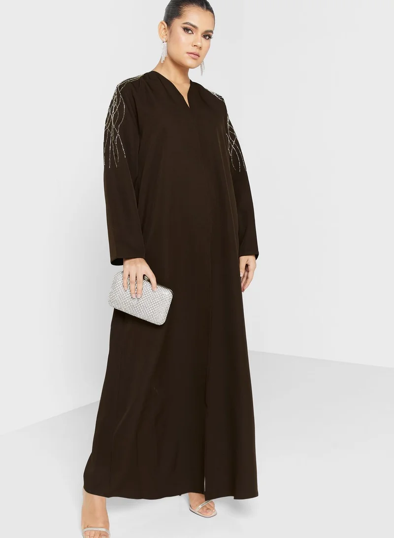 hayas closet Embellished Sleeve Abaya