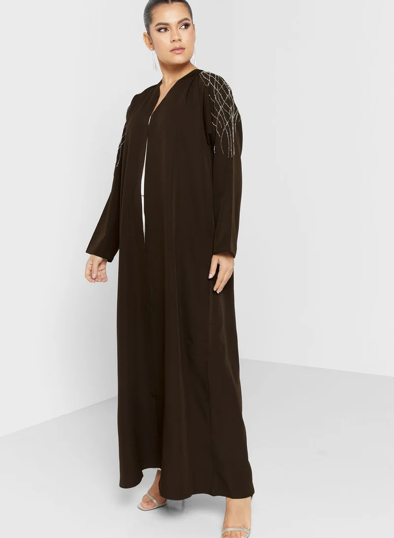 hayas closet Embellished Sleeve Abaya