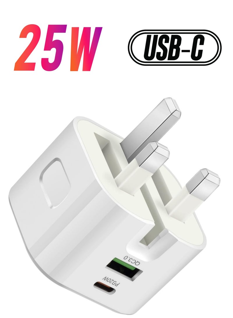 ELTRAZONE 25W USB-C Dual Port Charger, Foldable Plug Wall Charger, Infino Travel Adapter, PD TYPE C+USB Quick Charge 3.0 - compatible with iPhone 12/13/14, Samsung, Huawei, iPad, Google Pixel - Image 1