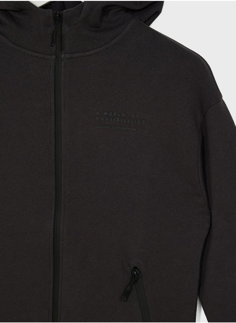 MANGO - Kids Essential Zip Through Hoodie - Image 1