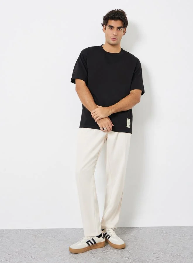 Styli Men Oversized Soft Heavy Jersey T-Shirt with Badge