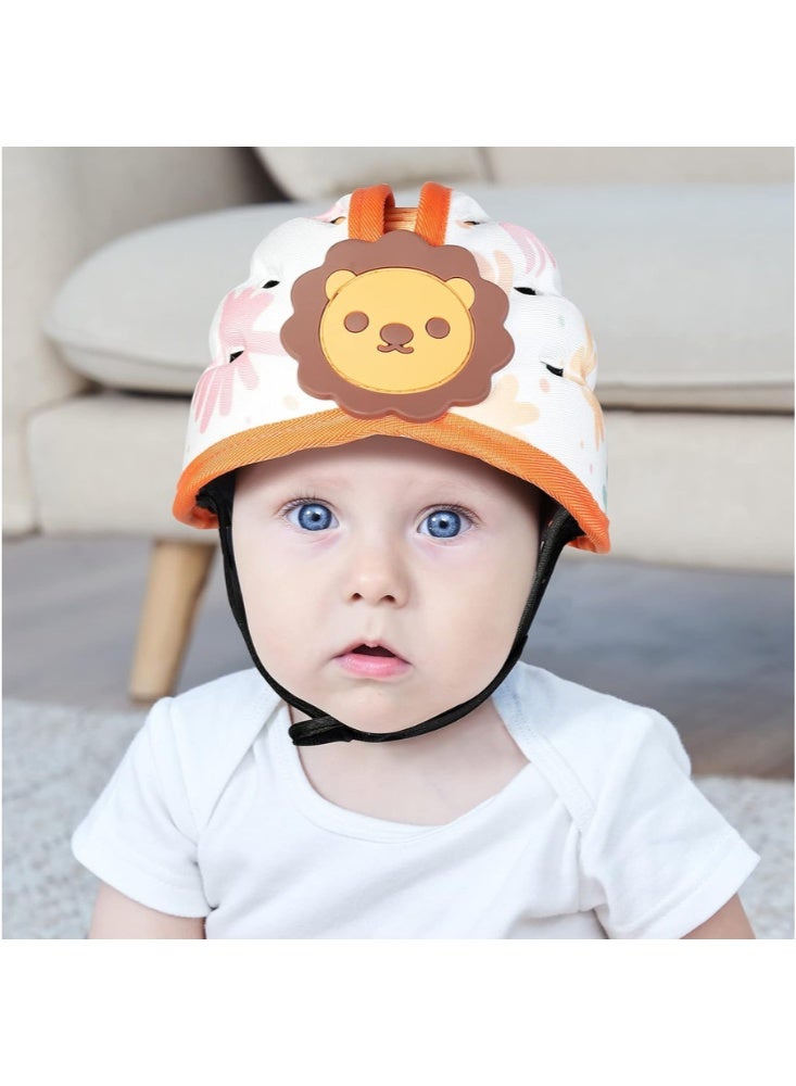 Infant Safety Helmet for Crawling  Walking, Breathable Lightweight, Baby Head Protector with 360° Protection, Adjustable, Anti-Collision Design, for Babies 6-24 Months (Orange Lion) - Image 2