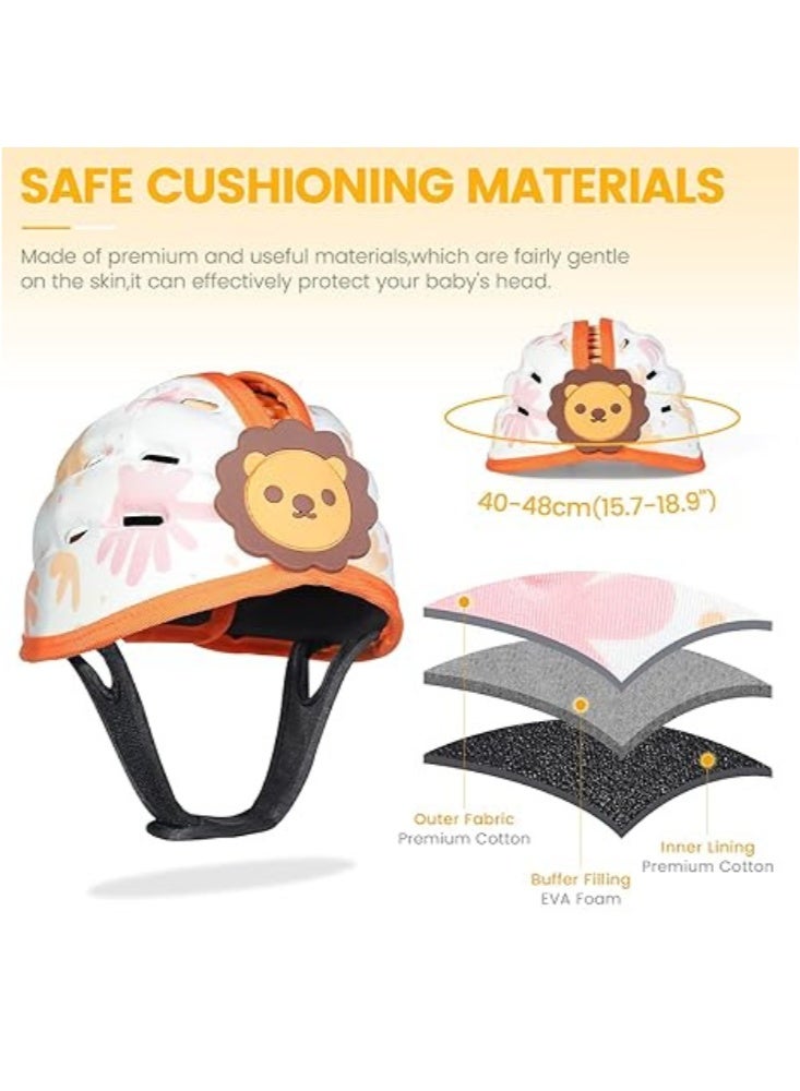 Infant Safety Helmet for Crawling  Walking, Breathable Lightweight, Baby Head Protector with 360° Protection, Adjustable, Anti-Collision Design, for Babies 6-24 Months (Orange Lion) - Image 5