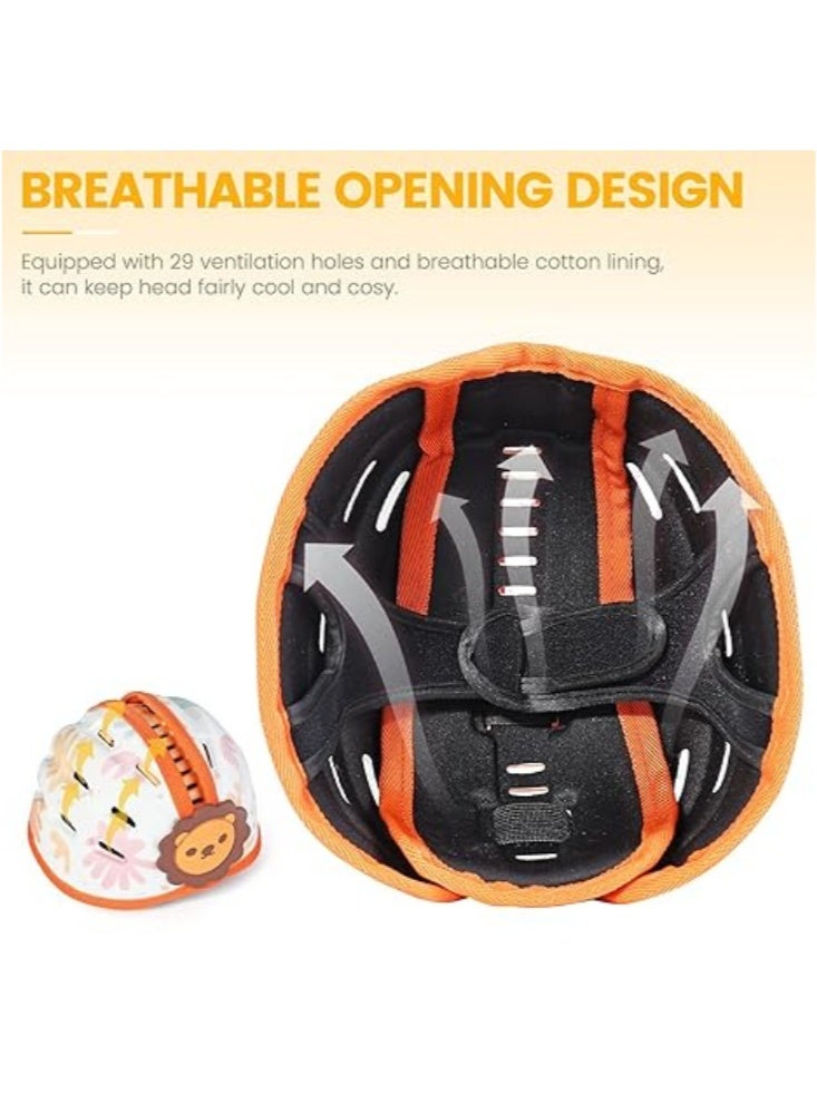 Infant Safety Helmet for Crawling  Walking, Breathable Lightweight, Baby Head Protector with 360° Protection, Adjustable, Anti-Collision Design, for Babies 6-24 Months (Orange Lion) - Image 4