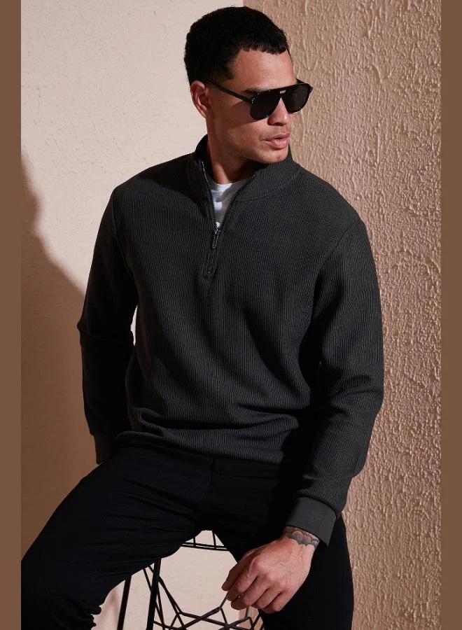 Buratti  Buratti Cotton Regular Fit Half Zipper Stand Collar Sweat Men's SWEAT 5905716 for Men | Best Price UAE