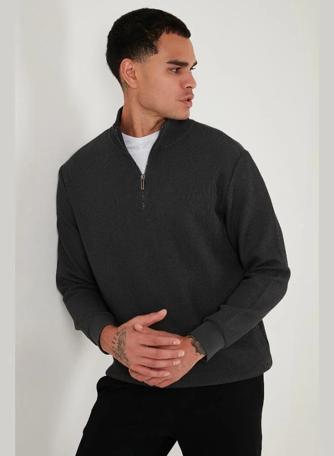 Buratti  Buratti Cotton Regular Fit Half Zipper Stand Collar Sweat Men's SWEAT 5905716 for Men | Best Price UAE