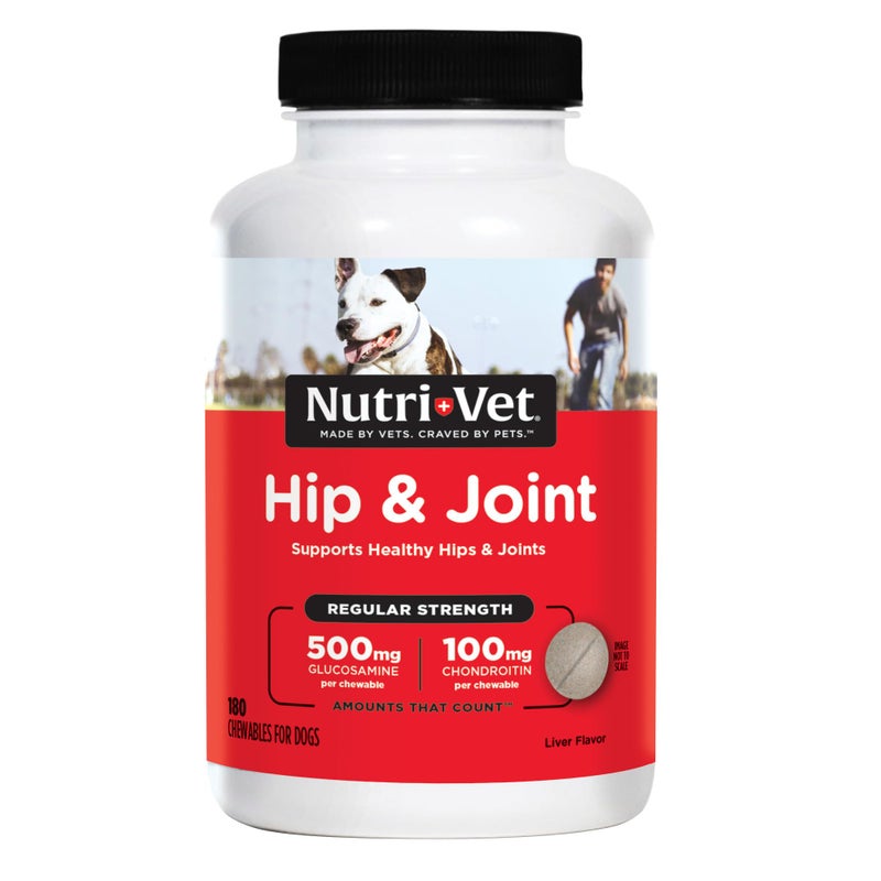 nutri vet Nutri-Vet Hip & Joint Regular Strength Chewable Dog Supplements, Joint Supplement for Dogs, Chewable Supplement, Formulated with Glucosamine Chondroitin, Pet Supplies, Puppy Essentials, 180 Count - Image 1