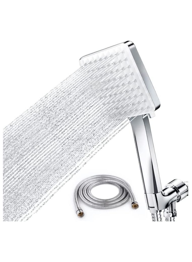 erorex Shower Head High Pressure With Handheld 6 Spray Modes Settings Detachable Square Showerhead and Handheld Showerhead With Stainless Steel Hose and Multi Angle Adjustable Shower Stand - Image 1