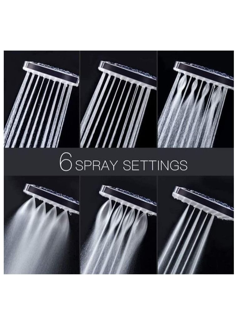 erorex Shower Head High Pressure With Handheld 6 Spray Modes Settings Detachable Square Showerhead and Handheld Showerhead With Stainless Steel Hose and Multi Angle Adjustable Shower Stand - Image 2