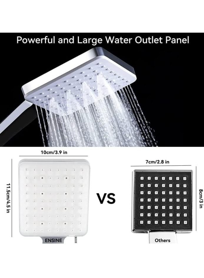 erorex Shower Head High Pressure With Handheld 6 Spray Modes Settings Detachable Square Showerhead and Handheld Showerhead With Stainless Steel Hose and Multi Angle Adjustable Shower Stand - Image 3