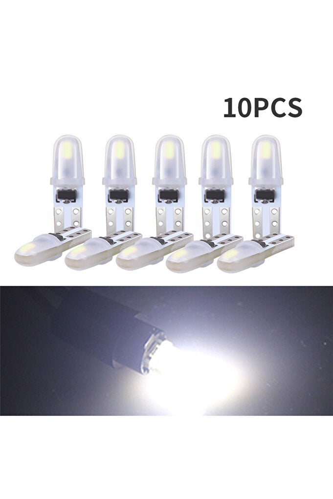 rayihni White 10PCS 12V DC T5 LED Auto Car Led Bulbs No Polarity Dashboard Lamp 2-3014 SMD Door License Pla - Image 1