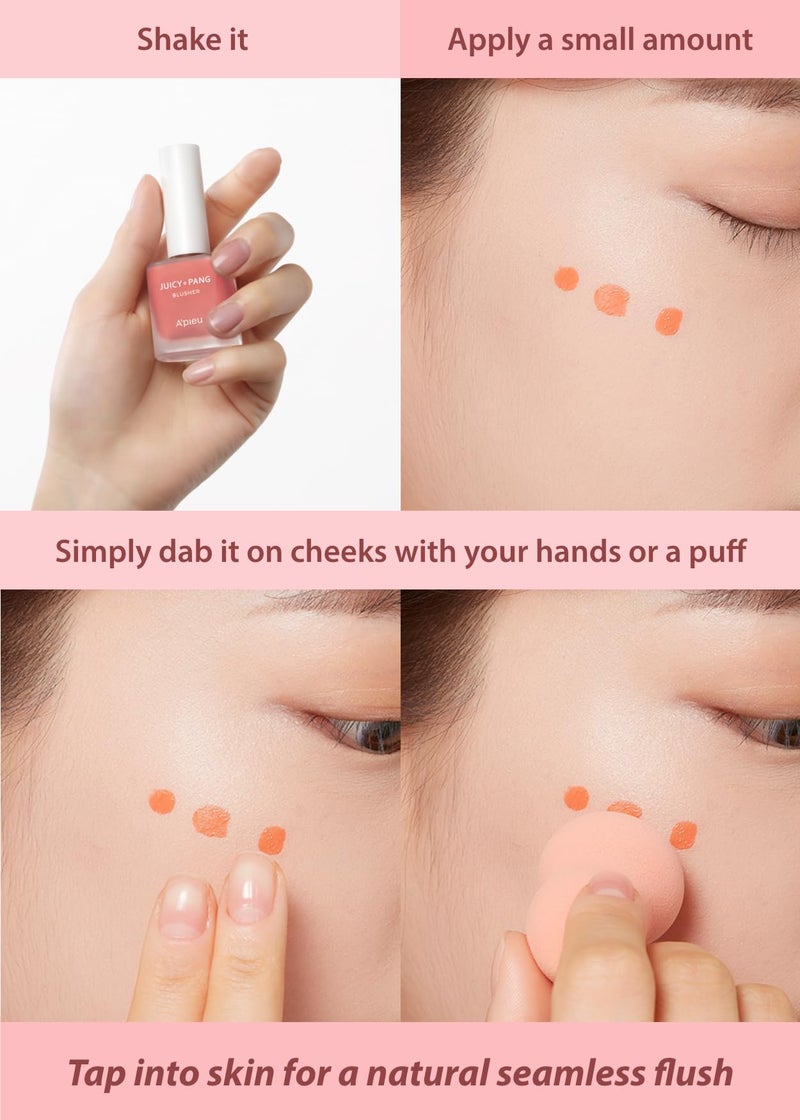 A'PIEU Juicy-Pang Water Blusher [PK01] â€“ Fruity Liquid Blush for Cheeks, Buildable & Blendable Color, Hydrating Dewy Finish with Fruit Extract Blend & Rose Flower Water, 0.31 fl oz - Image 5