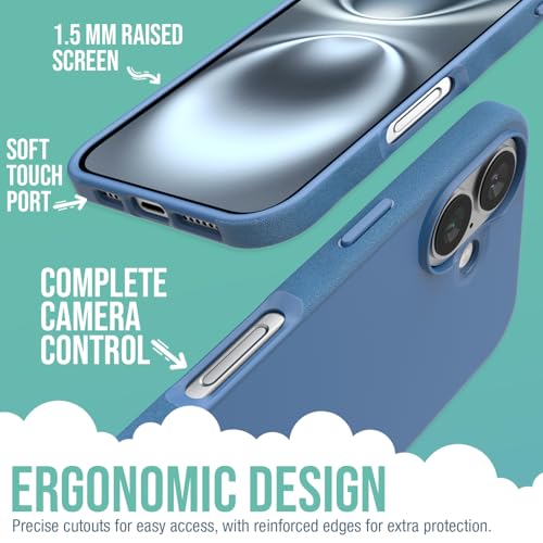 Smartish® iPhone 16 Magnetic Case - Gripmunk Compatible with MagSafe [Lightweight + Protective] Slim & Thin Grip Cover with Microfiber Lining for Apple iPhone 16 - Blues on The Green - Image 3