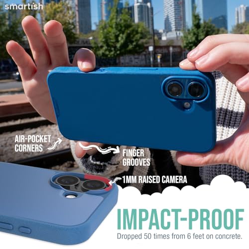Smartish® iPhone 16 Magnetic Case - Gripmunk Compatible with MagSafe [Lightweight + Protective] Slim & Thin Grip Cover with Microfiber Lining for Apple iPhone 16 - Blues on The Green - Image 4