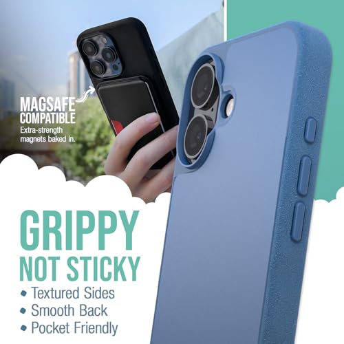 Smartish® iPhone 16 Magnetic Case - Gripmunk Compatible with MagSafe [Lightweight + Protective] Slim & Thin Grip Cover with Microfiber Lining for Apple iPhone 16 - Blues on The Green - Image 2