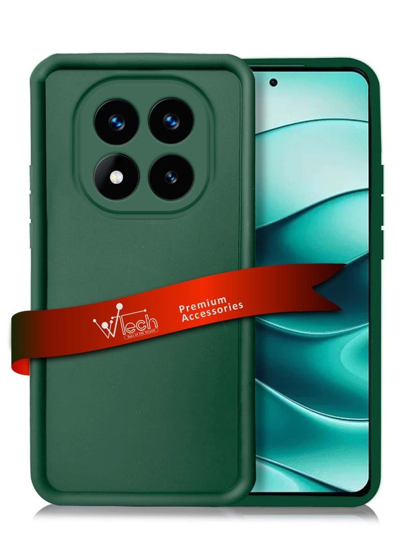 Wtech Xiaomi Redmi Note 14 Pro+ / Redmi Note 14 Pro Plus 5G 2024 Premium Soft Liquid Silicone Full Protective Raised Lips Edges and Camera Case Cover - Dark Green - Image 1