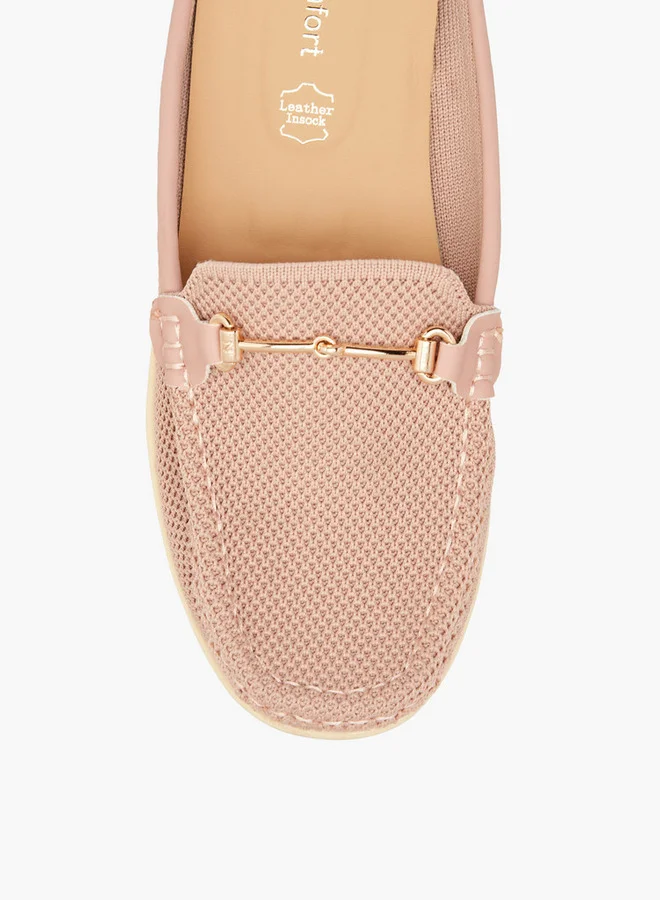 Le Confort Metal Accent Flyknit Slip-On Mules with Wedge Heels