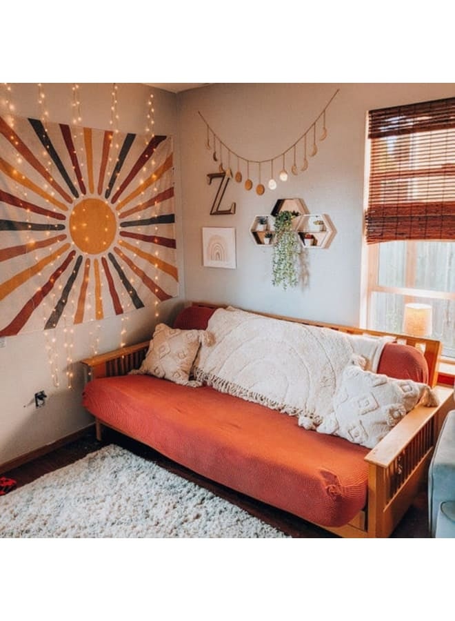 هندي منداله مفرش حائط مطبوع بتصميم ماندالا بوهيمي – ديكور فني هيبي ملون – بوليستر خفيف الوزن  – لتزيين غرفة النوم أو المعيشة أو السكن الجامعي - Image 1