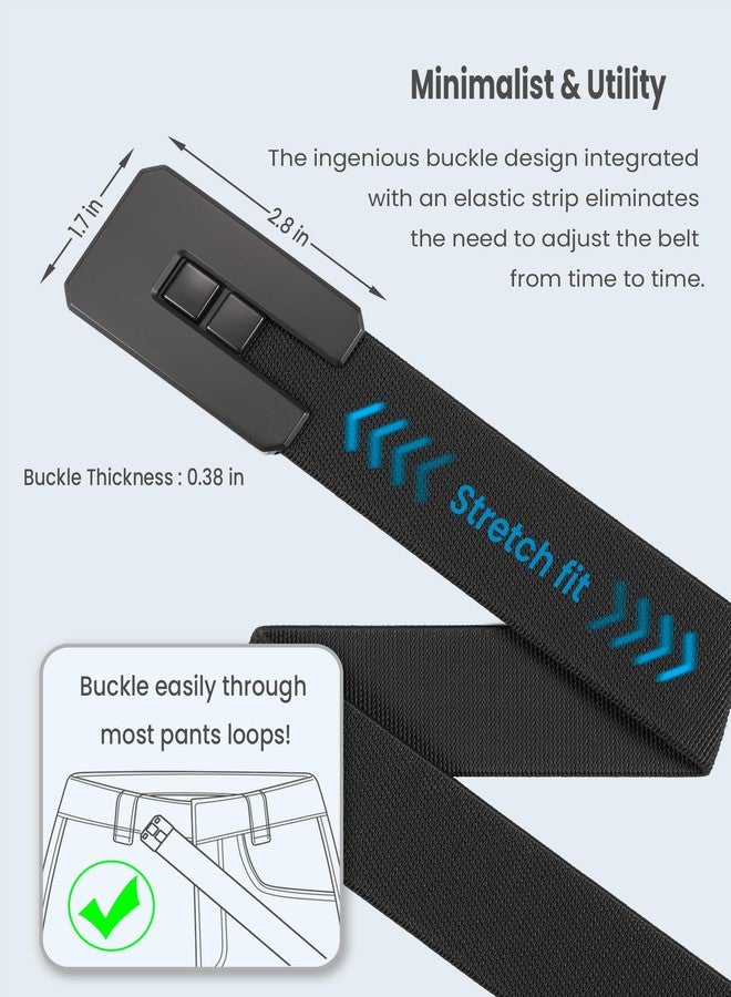 GEIT Stretch Nylon Belts for Men, 1.5" Casual Work Golf Invisible Elastic Web Belt with Adjustable Quick Release Buckle, Black, Waist 35"-38" (Length45") - Image 3