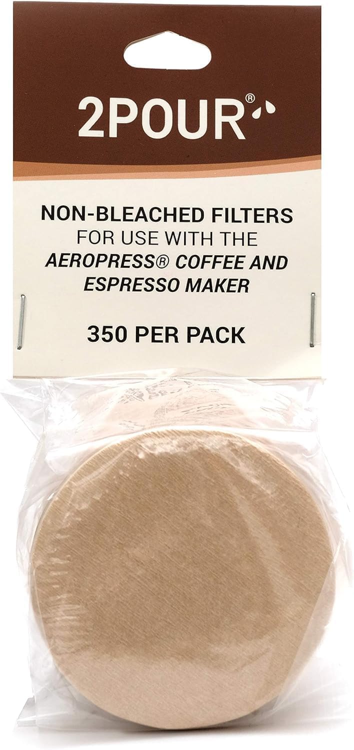 2POUR 350x (1 Pack) Reusable Replacement Paper Filters Compatible With The Aeropress® Coffee Maker/Aeropress® Go - Vegan Non Bleached Natural - Free USA Shipping available!. (1) - Image 1