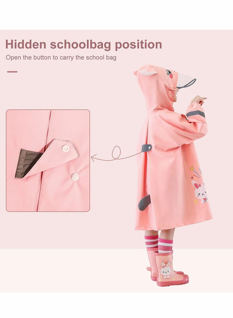 Y&D Kids Rain Coat Reusable Children's raincoats 3D Cartoon Rain Jacket with Storage Backpack  - Image 4