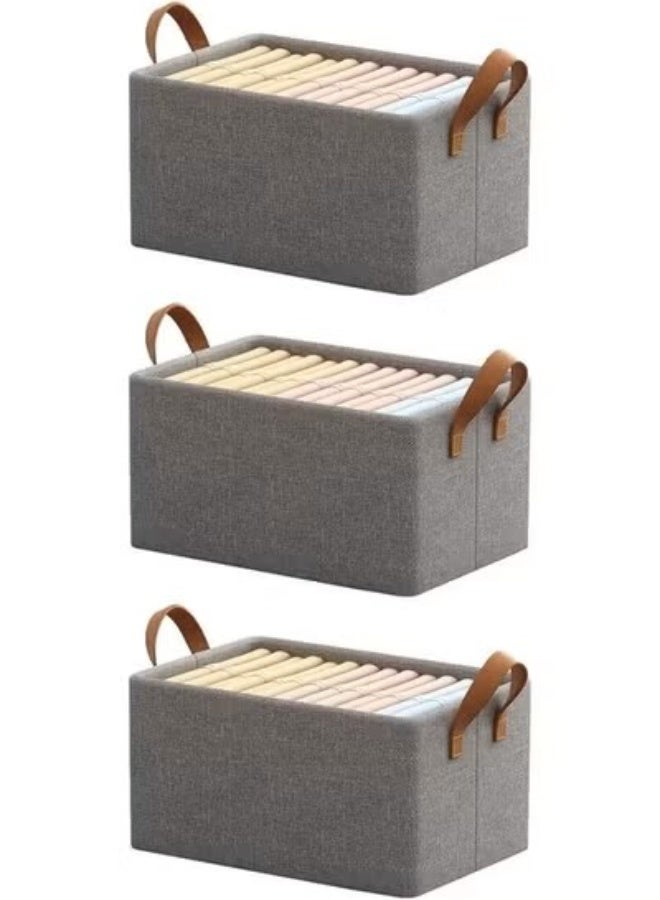 (3 pieces) of foldable Oxford storage box for organizing clothes, towels and furnishings, size 44*30*20 cm (color may vary)