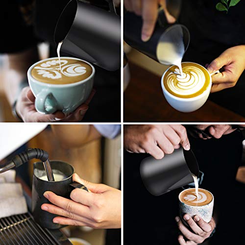 iHeartYard Milk Frothing Pitcher, Stainless Steel Espresso Steaming Pitcher 320Z/900ML Coffee Milk Frother Cup with Decorating Art Pen for Espresso Machine, Milk Frother, Latte Art Black - Image 5
