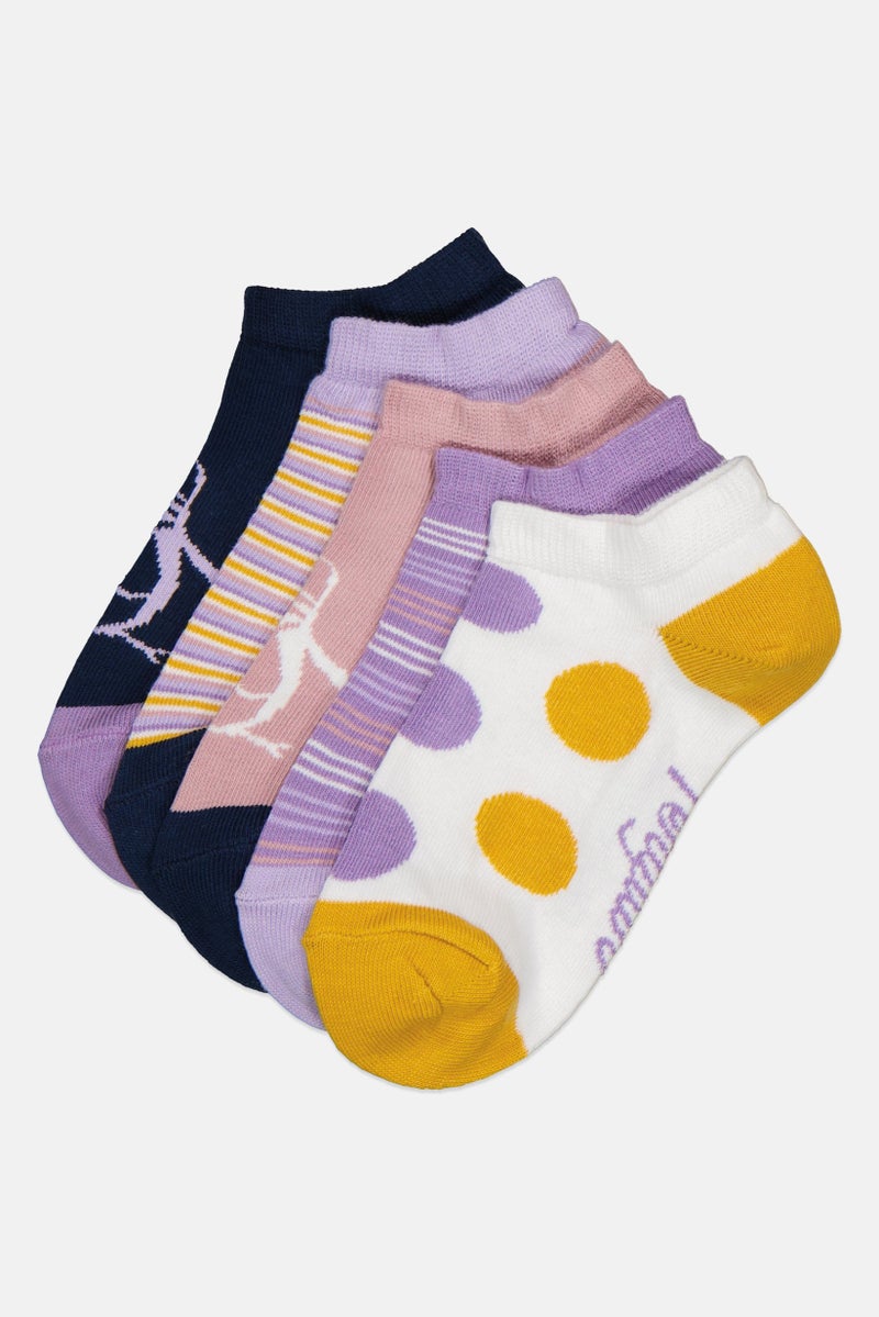 Original Penguin Kids Girl 5 Pairs Stripes Ankle Socks, Multicolor - Image 1